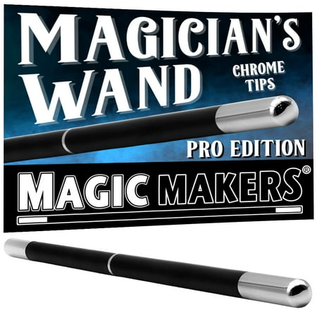 Magic Makers Magician's Pro Wand - Black with Chrome Tips