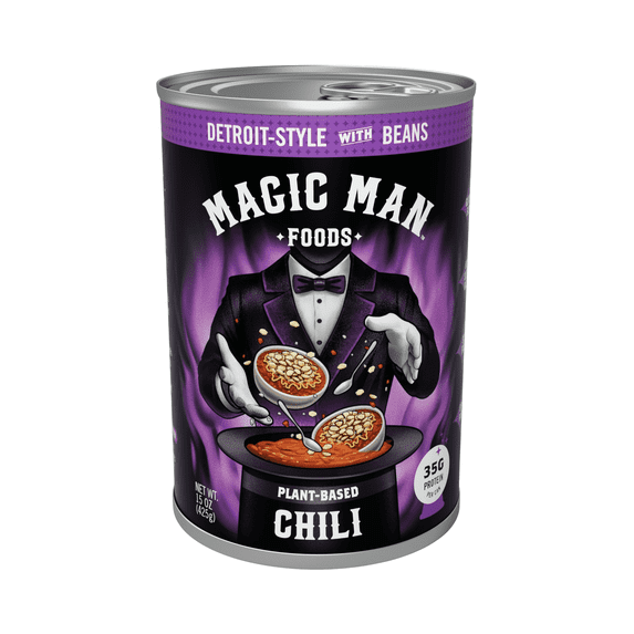 Magic Man Chili – Plant‑Based Detroit Style with Beans Chili, 15 oz Can , Vegan, Gluten free, Soy free, Seed Oil free
