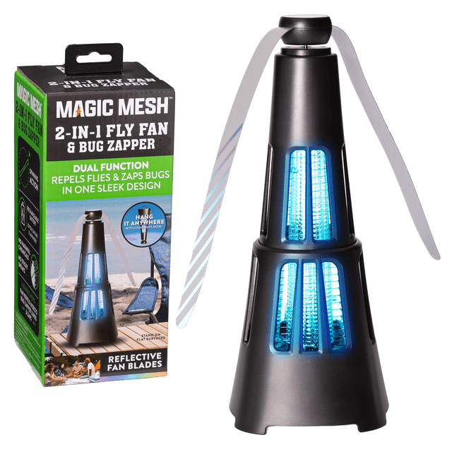Magic Mesh 2 in 1 Fly Fan & Bug Zapper Chemical-Free Pest Control ...