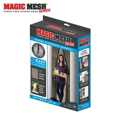 Magic Mesh Deluxe Hands-Free Magnetic Screen Door, Fits Doors up to 39 x 83 inches, Black