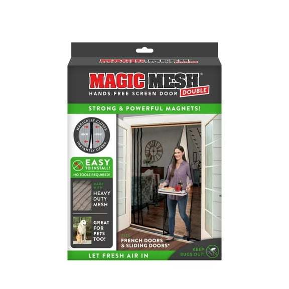 Magic Mesh Double Door Hands Free Magnetic Screen Door, Fits French & Sliding Doors 75 in x 83 in