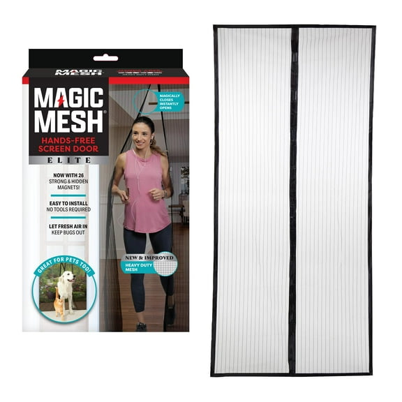 Magic Mesh Elite- More Durable Magnetic Screen Door, Reinforced Seam, Strong & Hidden Magnets- Keeps Bugs Out, Fits Single Doors up to 39"x83"
