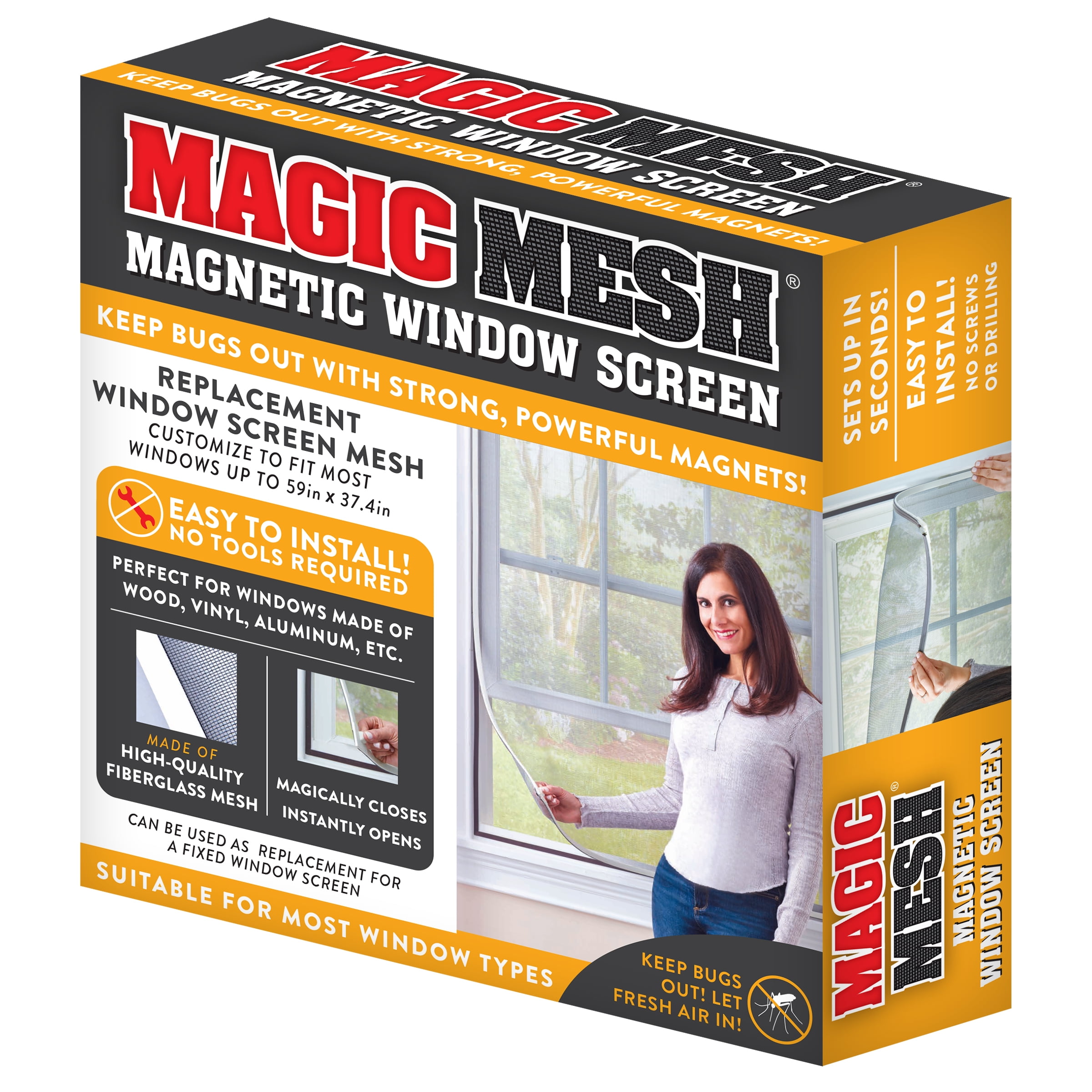 Magic Mesh Adjustable Window Screen, Bug and Insect Resistant