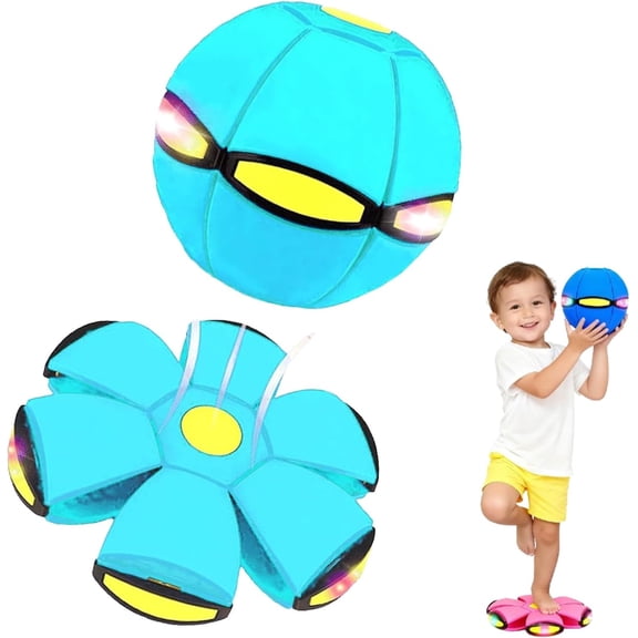 Magic Metaball Bouncing Ball, Bouncing Ball, Magic Flying Saucer, Bouncy Balls with 6 Light, Dual Form Freely Switchable, Interaction (Light Blue)
