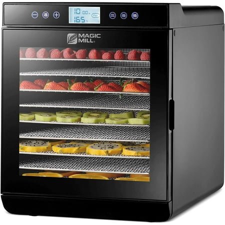 Magic Mill Food Dehydrator Machine - Digital Adjustable Timer | Temperature Control | Keep Warm Function | Dryer for Jerky, Herb, Meat, Beef, Fruit and To Dry Vegetables | 10 Stainless Steel trays