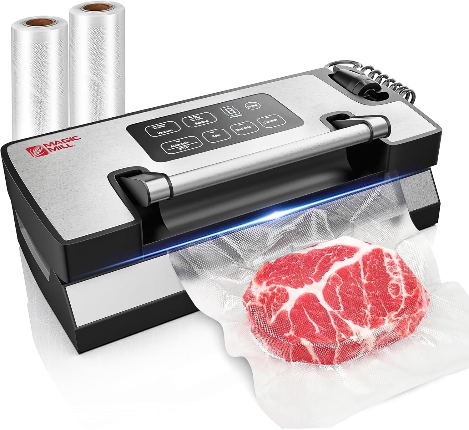 Magic Mill Premium Vacuum Sealer, Bag Sealer with Patent Liquid Sealing Technology, Easy Lock Handle, Multi-Mode Food Preservation Vacuum Sealer Machine