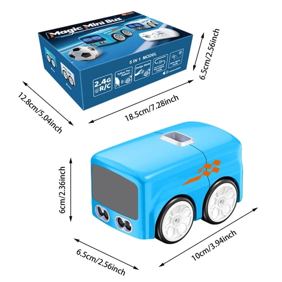 Magic Mini Bus Rc Remote Control Sensor Car Gestures Follow Small Vehicle Automatic Avoidance Patrol Line Driving Desktop Toy Car Expression Light Adjustment(White-10X6.5X6Cm)