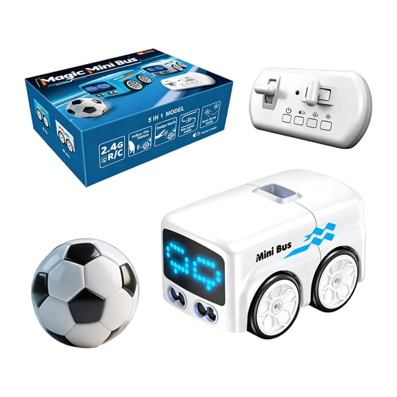 Magic Mini RC Bus - 2026 Gesture & Remote Control Smart Sensor Car, Auto-Avoidance Line Tracking Desktop RC Vehicle with LED Expression Lights, Follow Gesture + Remote Driving,Birthday,Holiday Gift