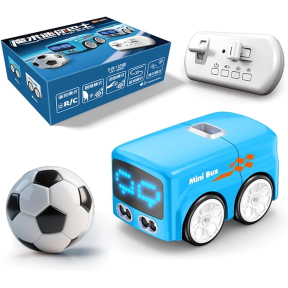 Magic Mini RC Bus,Gesture & Remote Control Smart Sensor Car, Auto-Avoidance Line Tracking Desktop Vehicle with LED Expression Lights, Interactive Toy Car