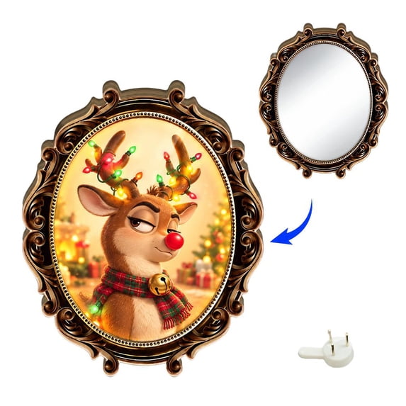 Irrow Frame Magic Mirror Lamp,Christmas Lenticular Framed Picture, Angle-Changing ...