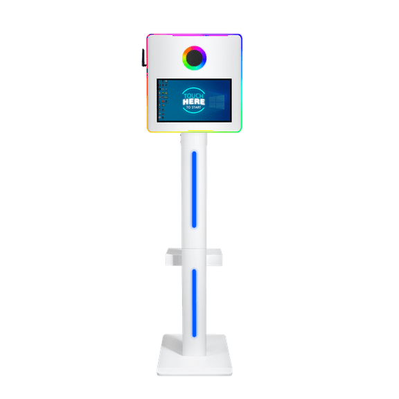 Magic Mirror Photo Booth,15.6" Touch Screen DSLR Photo Booth Machine, Built-in Mini PC, Remote App Control RGB Light for Weddings, Parties & Events(White)
