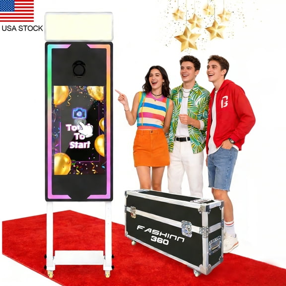 Magic Mirror Photo Booth with 40" DSLR Photo Booth with 22 Portable Touch Screen, Built-in PC, Inatant Printing and Sharing,APP Remote RGB Light for Paries