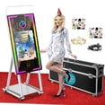 thumbnail image 1 of Magic Mirror Photo Booth, 40'' Mirror Photo Booth, 22'' Interactive Touch Screen, with Flight Case, Square Light, Perfect for Weddings, Parties, Events (White, 40-22in), 1 of 16