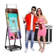 Magic Mirror Photo Booth Machine with 12MP 4K HD Camera, 32" Interactive Touchscreen,Instant Print Share Photo Booth,CHACKTOK VIP,Remote Control RGB Rlight,Perfect for PartiesAndroid,Flight Case