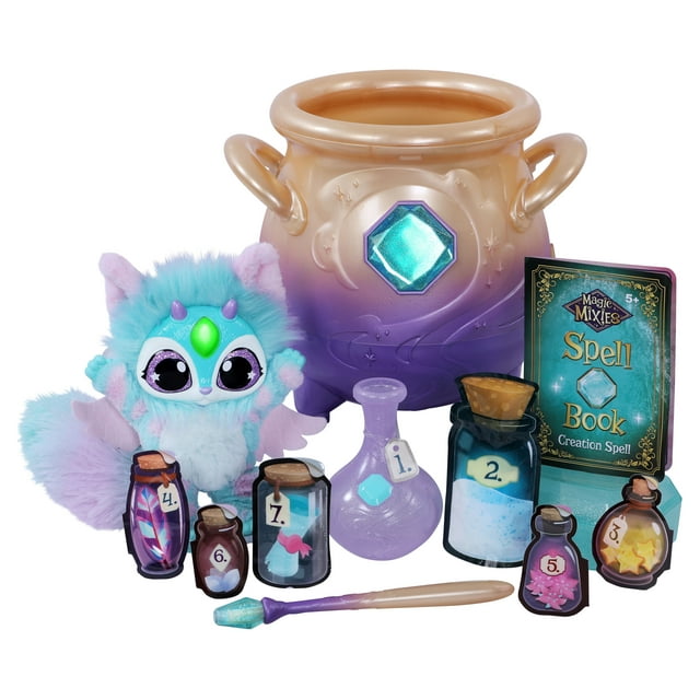 Magic Mixies Magical Misting Cauldron with Interactive 8 inch Blue Plush Toy and 50+ Sounds and Reactions, Toys for Kids, Ages 5+