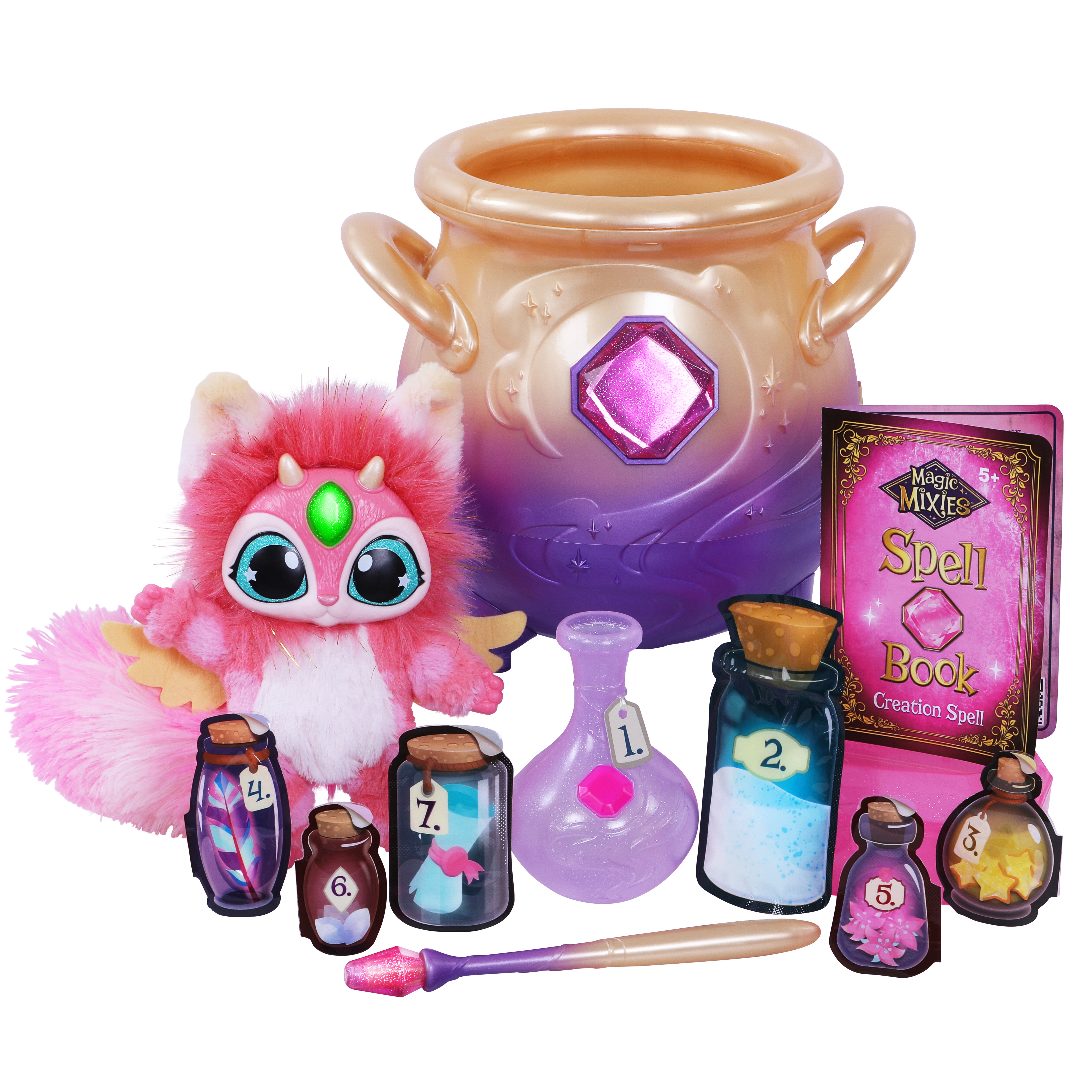 Magic Mixies - Magical Misting Cauldron with Interactive Pink Plush Toy - Electronic Pets - image 1 of 15