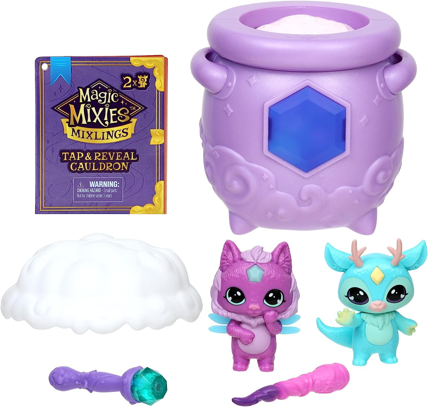 Magic Mixies Mixlings Tap & Reveal Cauldron 2 Pack, Magic Wand Reveals Magic Power and Surprise Reveal on Cauldron, Colors and Styles May Vary, Toys for Kids Aged 5 and Up