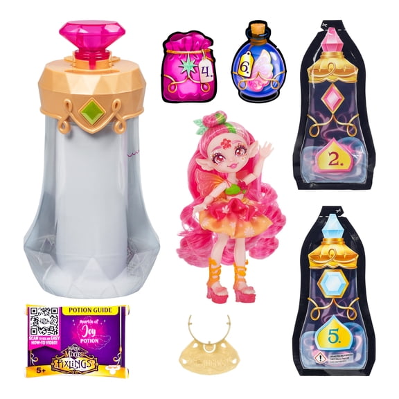 Magic Mixies Pixlings Faye the Fairy Pixling 6.5 inch Doll Inside a Potion Bottle, Ages 5+