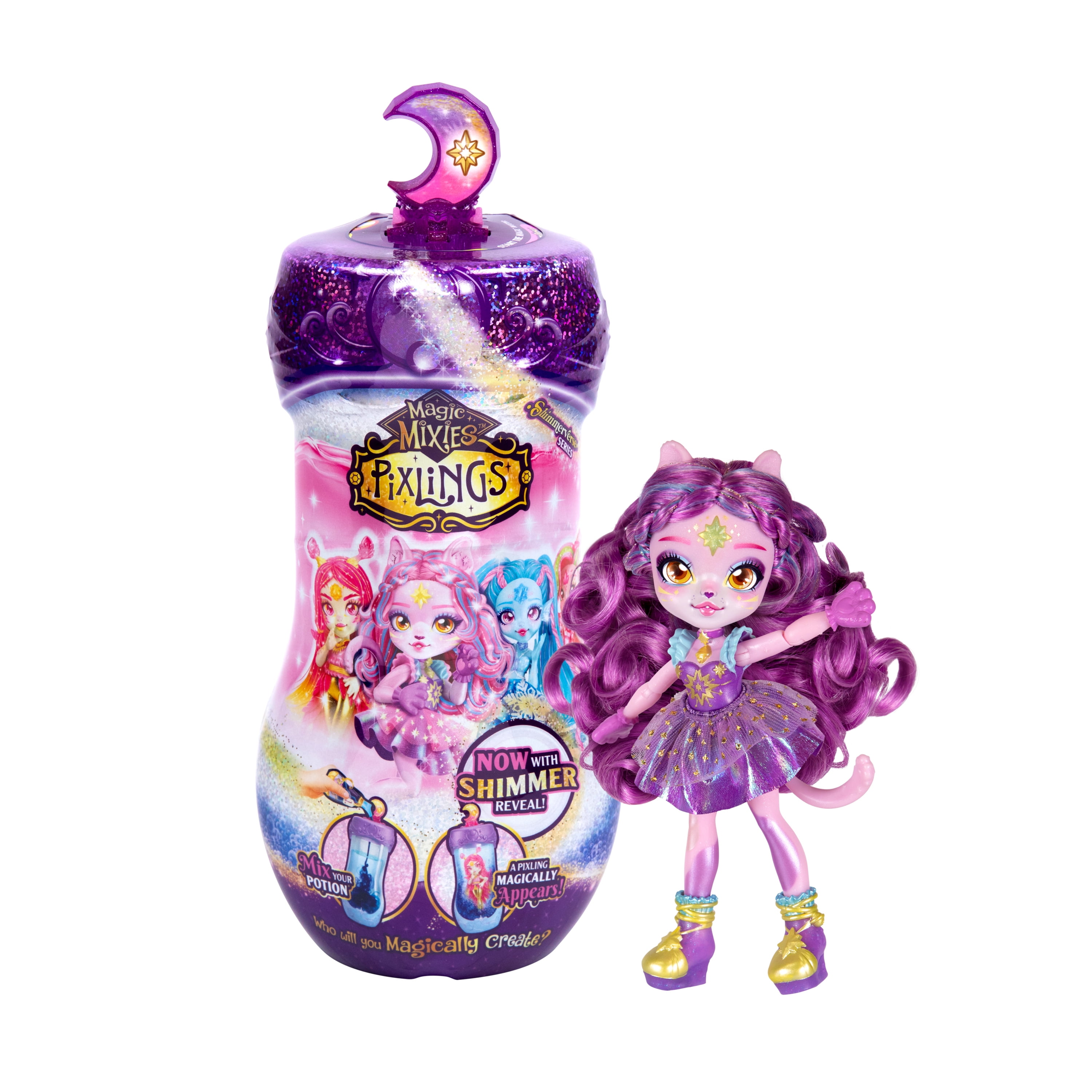 Magic Mixies Pixlings Shimmerverse Series 6.5" Fashion Doll, Catlyn The Cat Pixling, Ages 5+