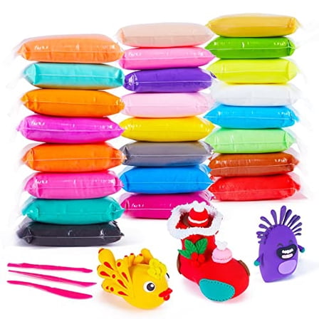 Magic Modeling Clay,24 Colors with Sculpting Tools,Non-Toxic Self Drying Soft Clay for Kids and Adults,Gift for Boys and Girls