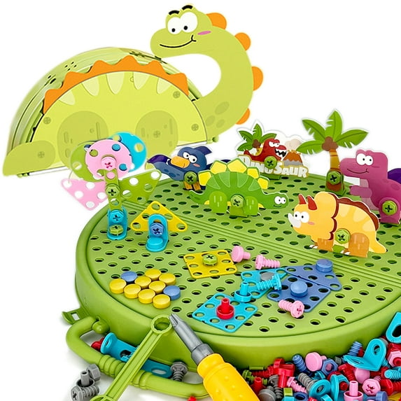Magic Montessori Play Toolbox, 208 Pieces Dinosaurs Theme Screwdriver DIY Building Toys for Boys and Girls, Educational Construction Building kit for Kids Ages 4 5 6 7 8 9 10 Year Old