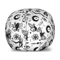 thumbnail image 1 of Magic Moon Storage Toy Bag Chair, Repeating Monochrome Eye Occult Bonfire Crescent Candle Sketch, Stuffed Animal Organizer Washable Bag, Large Size, Black White, by Ambesonne, 1 of 3