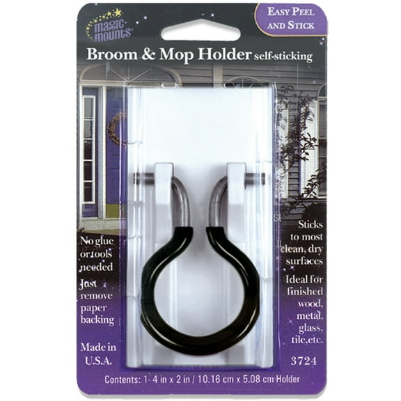Magic Mounts 3724 2 W x 4 in. H - Self Sticking Broom Holder, White