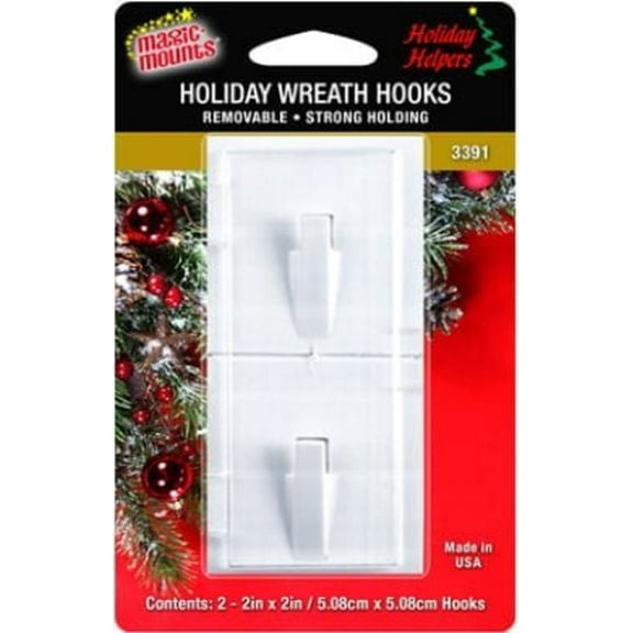 Magic Mounts Holiday Helpers Wreath Hooks --WHITE