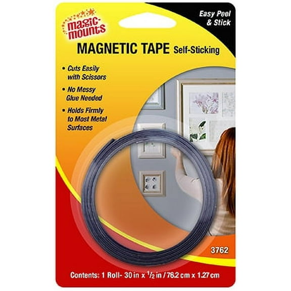 Magic Mounts Magnetic Tape Self-Sticking 1 roll 1/2" x 30" 2 pack