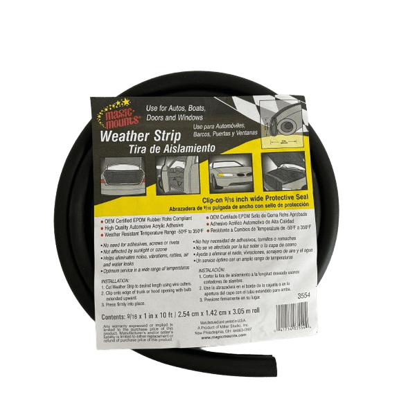 Magic Mounts weather strip bulb seal, clip on 9/16" x 1" x 10 ft.
