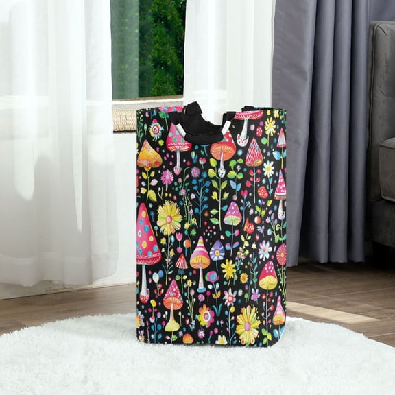 Magic Mushroom Foldable Laundry Hamper 12.6x11x22.7in with Handles for Bathroom Bedroom Storage