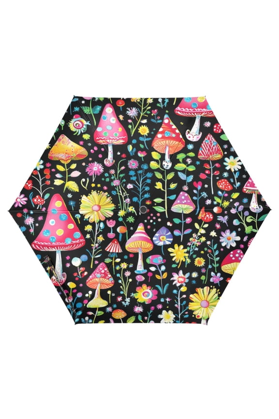 Magic Mushroom Folding Umbrella UV50+ Waterproof Sun Protection Auto Open Close Compact Fiberglass Frame