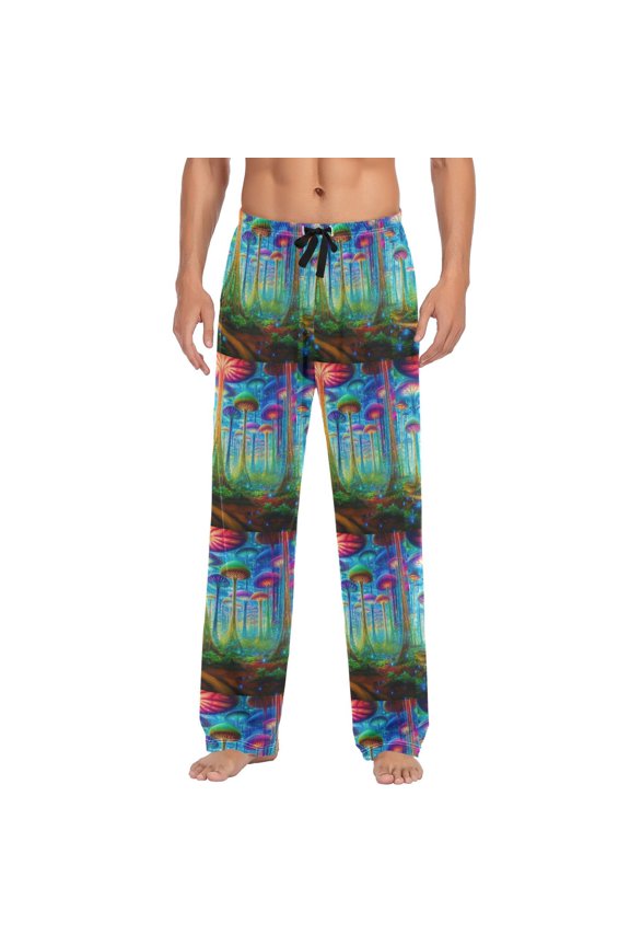Magic Mushroom Forest Mens Pajama Pant Sleep and Lounge Bottons with Pockets