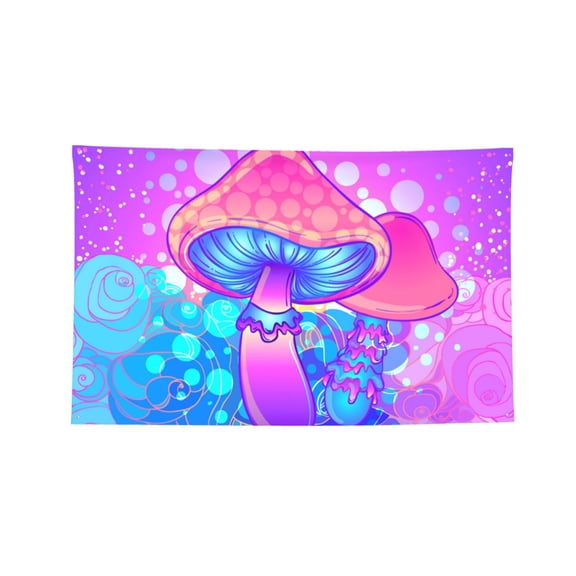Magic Mushroom Geometry Psychedelic Four Hole Decorated Banner Flag for Garden Yard Home Decoration Indoor Outdoor 2x3 Ft