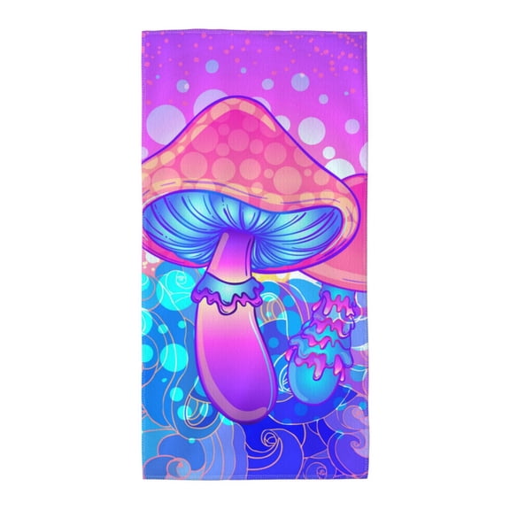 Magic Mushroom Geometry Psychedelic Soft Bath Towel 12x24 for Beach, Pool, Travel, Gym Quick-Dry Sport Hand Face Wash Cloth