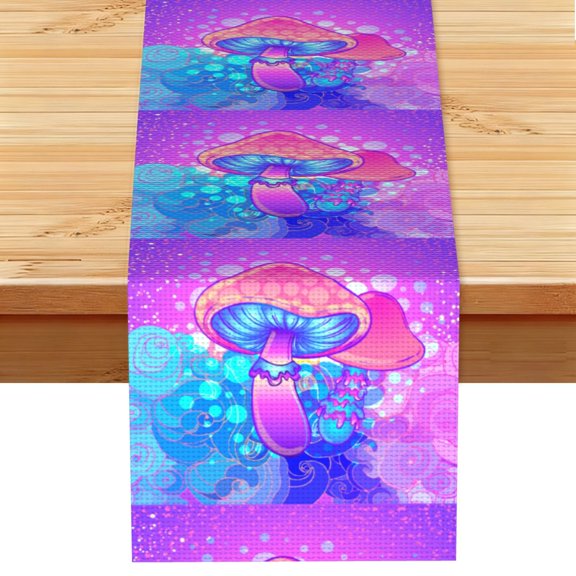 Magic Mushroom Geometry Psychedelic Table Runner 13x72 Inch for Dining Table Kitchen Wedding Party Decor Fireplace Mantle