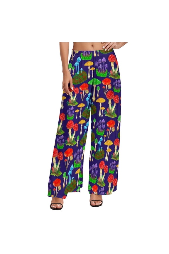 Magic Mushroom Pants Hipster Print Casual Wide Leg Pants Female Big Size Korean Fashion Print Straight Trousers