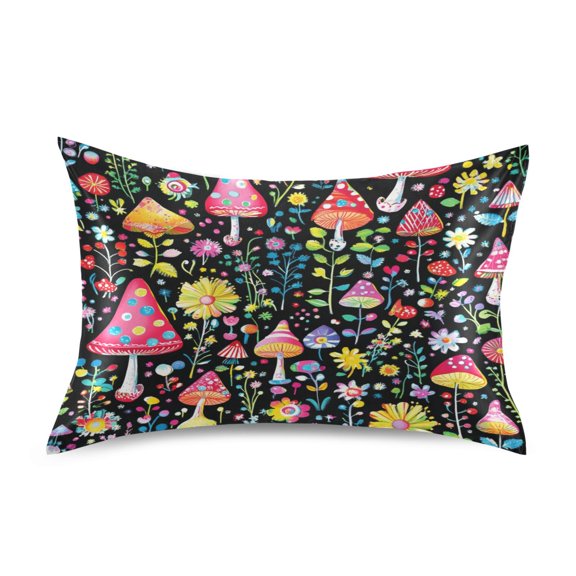 Magic Mushroom Queen Size Pillowcase Silky Smooth Finish Anti Wrinkle Design Easy Envelope Closure 20x30in