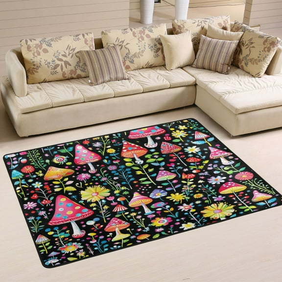 Magic Mushroom Soft Polyester Area Rug 36''x24'', Non Slip, Memory Foam, Water Absorbent