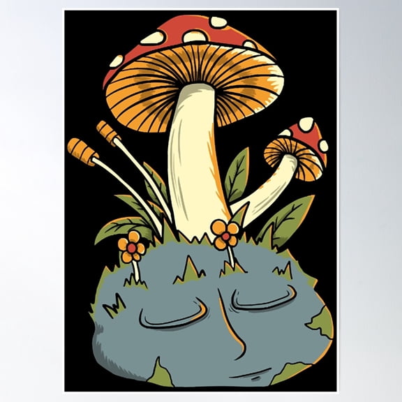 Magic Mushrooms Earth Slepps Poster Wall Art, Modern Wall Decor, 8x12 UNFRAMED