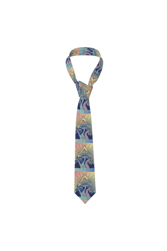 Magic Mushrooms Geometry Psychedelic Men's Formal Necktie Business Suit Accessory Ties for Weddings Banquets Office Gift