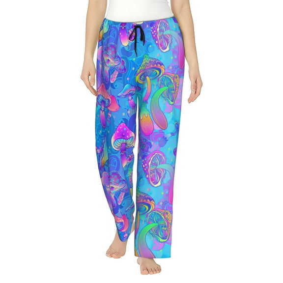 Magic Mushrooms Hippie Boho Ttrippy Women'S Pajama Pants Drawstring Pj Bottoms Pants With Pockets Large