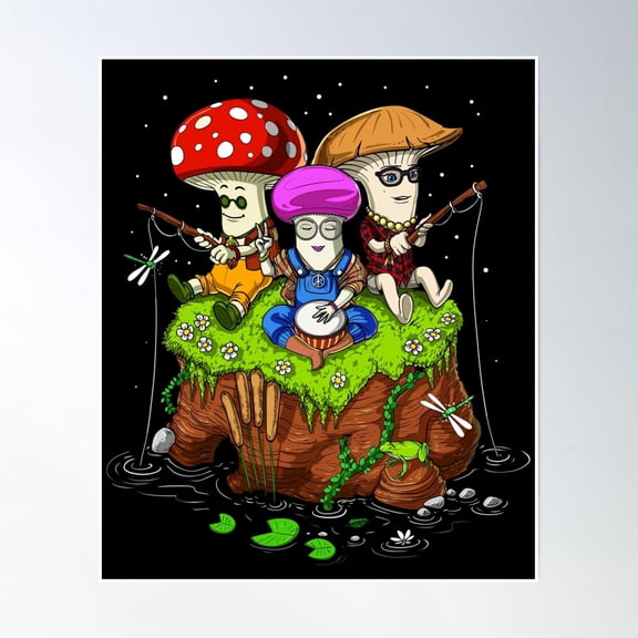 Magic Mushrooms Hippies Poster Wall Art, Modern Wall Decor, 8x12 UNFRAMED