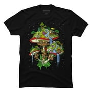 Magic Mushrooms Island Mens Black Graphic Tee - Design By Humans  3XL