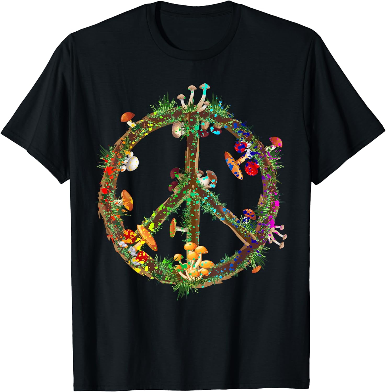 Magic Mushrooms Peace Sign Psychedelic Retro Shrooms Gift T-Shirt ...