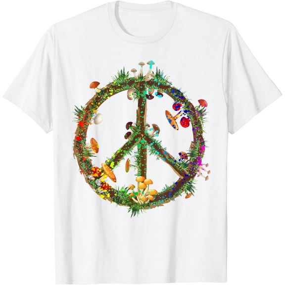 Magic Mushrooms Peace Sign Psychedelic Retro Shrooms Gift T-Shirt