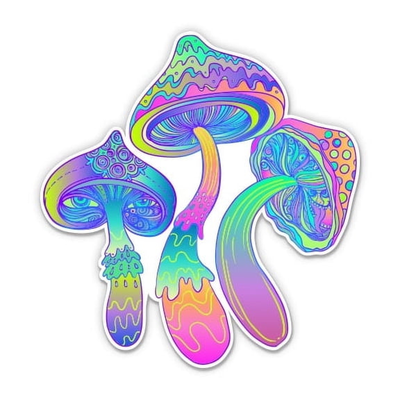 Magic Mushrooms Psychedelic - 12" Vinyl Sticker Waterproof Decal