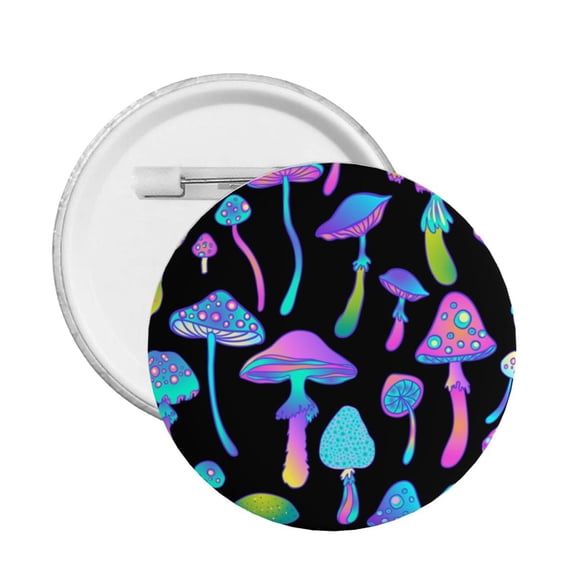Magic Mushrooms Psychedelic Round Button Pin Badge 5PCS Pinback Buttons Lapel Pin for Jacket, Backpack, Hat, Party Favor, Gift