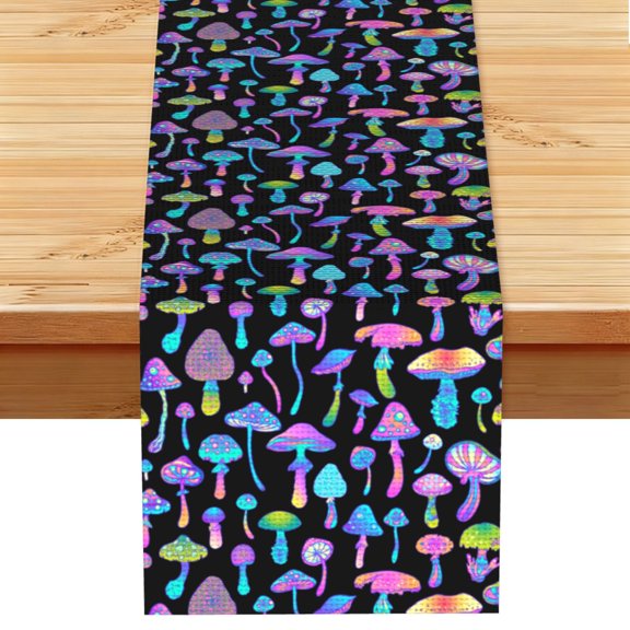 Magic Mushrooms Psychedelic Table Runner 13x72 Inch for Dining Table Kitchen Wedding Party Decor Fireplace Mantle