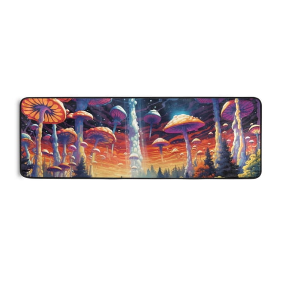 Magic Mushrooms Runner Rug for Hallways Kitchen Non Slip 2'x 6' Washable Hall Carpet for Bedroom Entryway Laundry Room